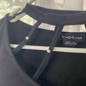 Bebe Elegant Black Top with Pearl Details